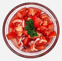 Food-Paradajkový šalátik s cibuľkou v sladkokyslom náleve