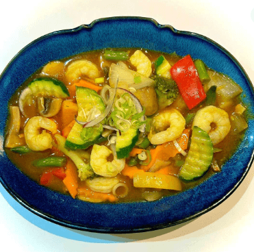 Food-Krevety s restovanou mix. zeleninou