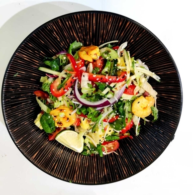 Food-Čerstvý šalát mix s krevetami