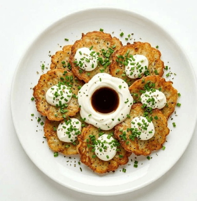 Food-Domáce zemiakové placky s créme fraich s pažítkou