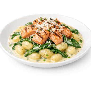 Food-Gnocchi s grilovaným lososom a baby špenátom