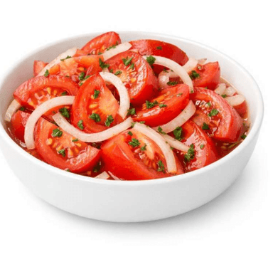 Food-Paradajkový šalátik s cibuľkou v sladkokyslom náleve